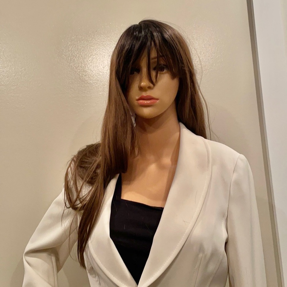 dark brown ombré wig brown root silky brown straight long 26” NWT